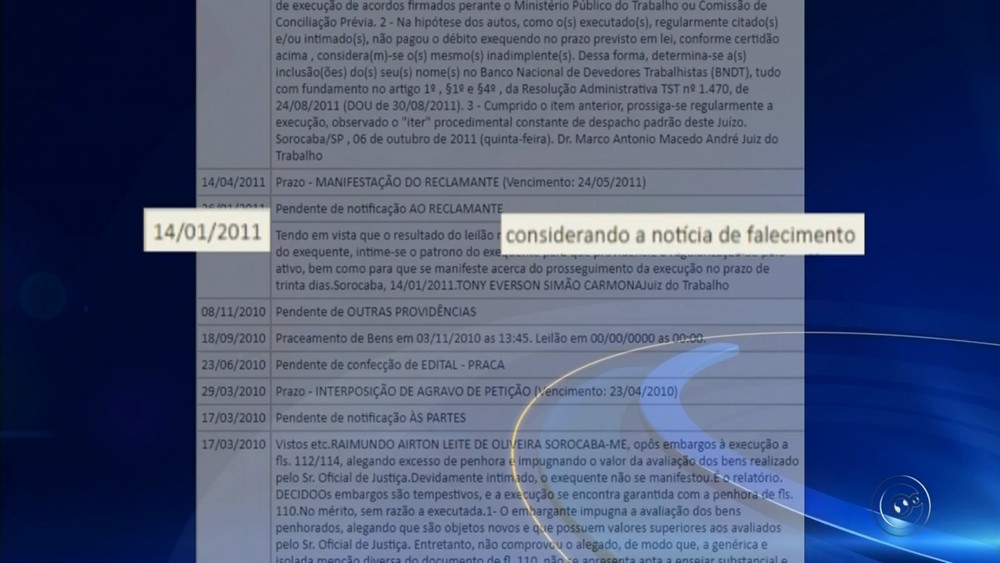 Despacho no ano de 2011