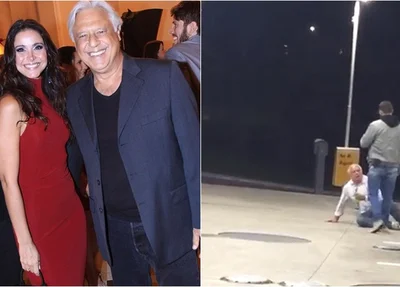 Antônio Fagundes e a esposa à esquerda e o homem envolvido na confusão, à direita.