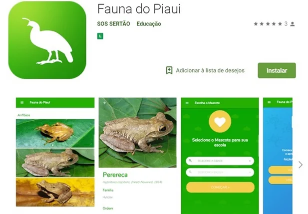 Aplicativo sobre a fauna piauiense da Semar