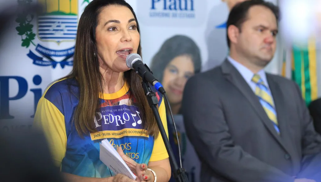 Vice-governadora Margarete Coelho, durante o lançamento da 15ª edição do Festival de Inverno de Pedro II