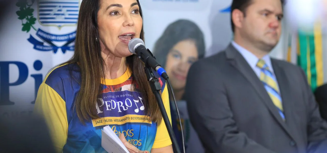 Vice-governadora Margarete Coelho, durante o lançamento da 15ª edição do Festival de Inverno de Pedro II