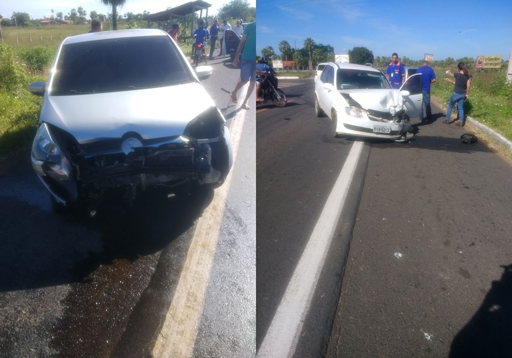 Carros colidem na BR 343