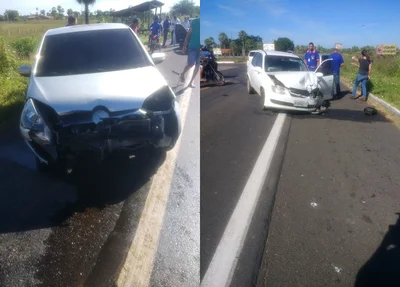 Carros colidem na BR 343