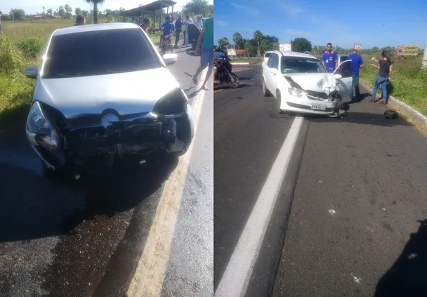 Carros colidem na BR 343