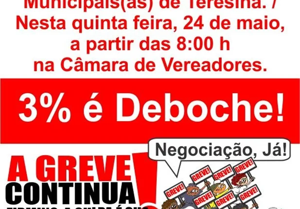 Sindserm vai realizar ato na Câmara de Teresina