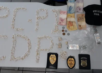 Material apreendido pela Polícia Civil