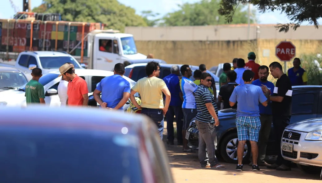 Motoristas de aplicativo durante protesto