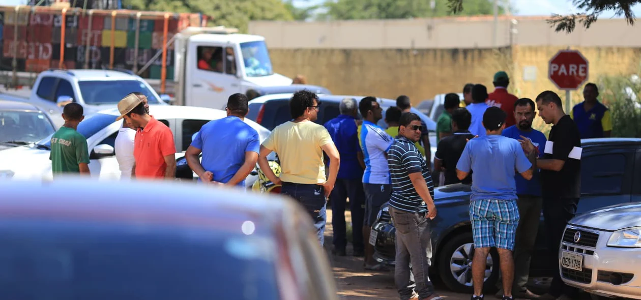 Motoristas de aplicativo durante protesto