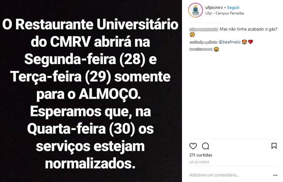 Os comunicados foram publicados nas redes sociais da instituição
