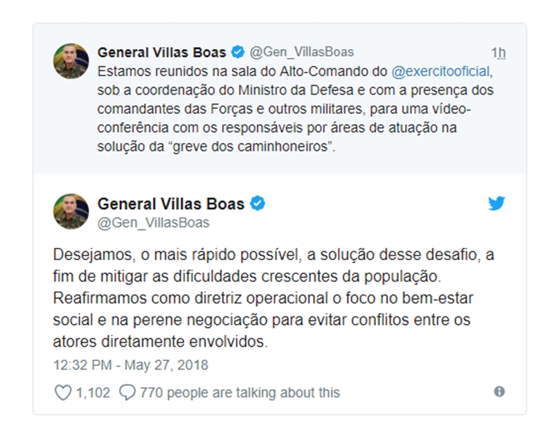 Publicação do general Eduardo Villas Bôas