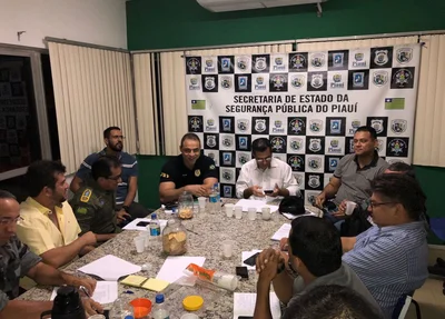 Reunião na sede da Secretaria de Segurança Pública do Piauí