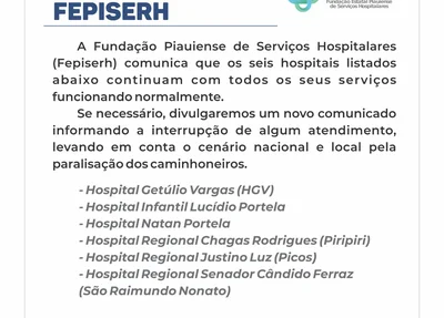 Comunicado enviado pelo Fepiserh