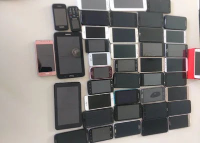 Celulares apreendidos pela PM