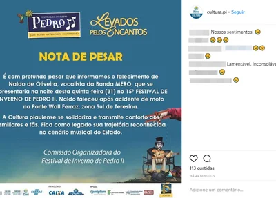 Postagem feita no instagram da Secult