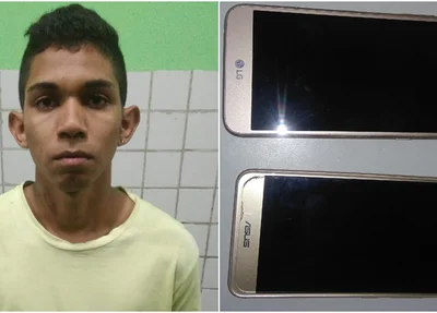 Jean, preso após roubo de celulares no centro de Teresina 