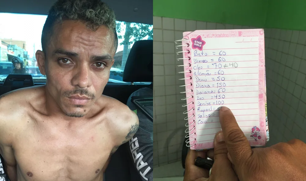 Marcelo Dentinho e seu caderno de anotações do tráfico