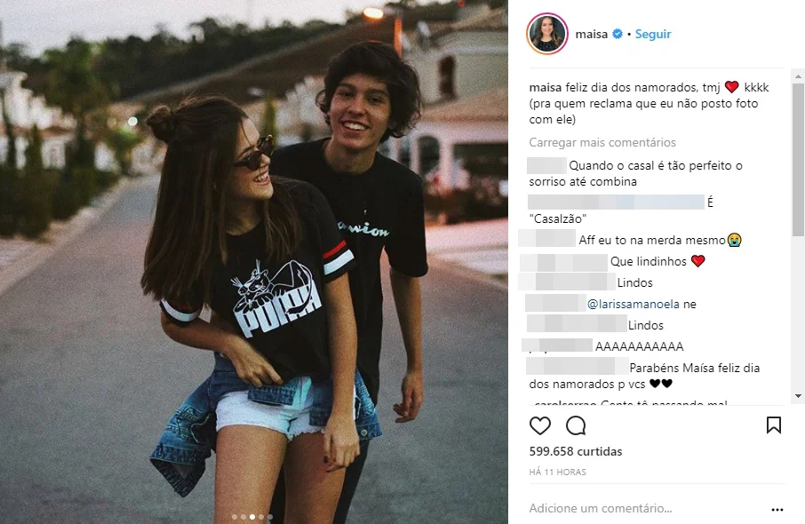 A atriz teen Maisa comemora seu primeiro dia dos namorados
