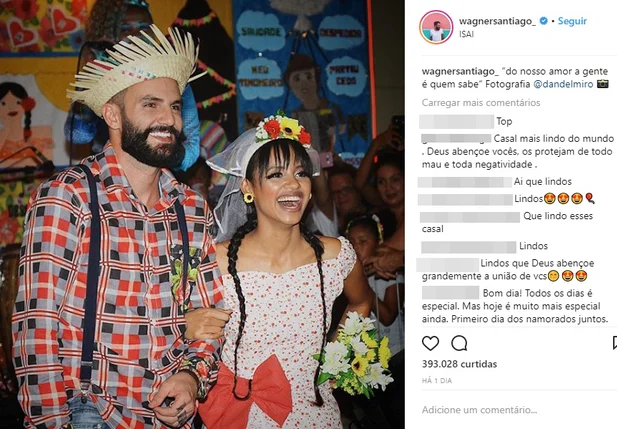 Gleice e Wagner comemoram primeiro dia dos namorados 