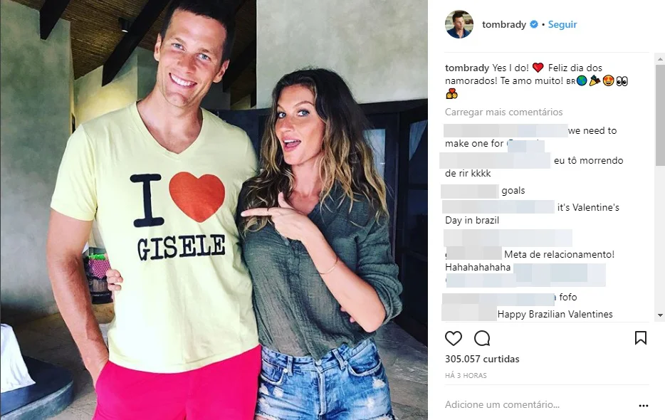 Tom Brandy declara seu amor para a esposa Gisele Bündchen