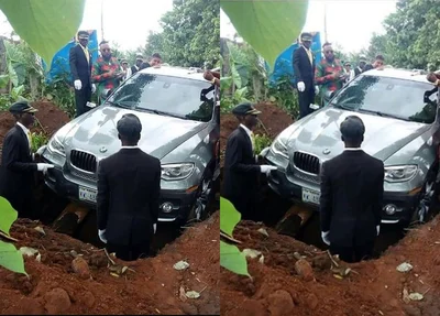 Nigeriano enterra pai em um BMW