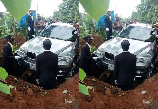 Nigeriano enterra pai em um BMW
