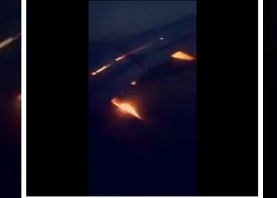 Avião da Arábia Saudita pegando fogo