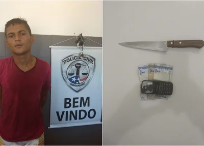 O preso e objetos apreendidos