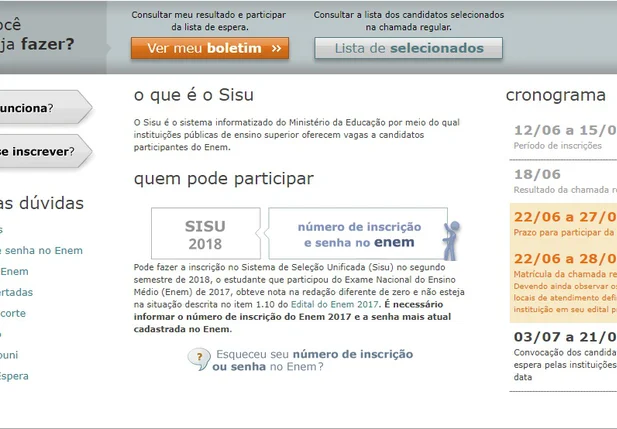 Matrículas e inscrição na lista de espera do SISU iniciam nessa sexta-feira