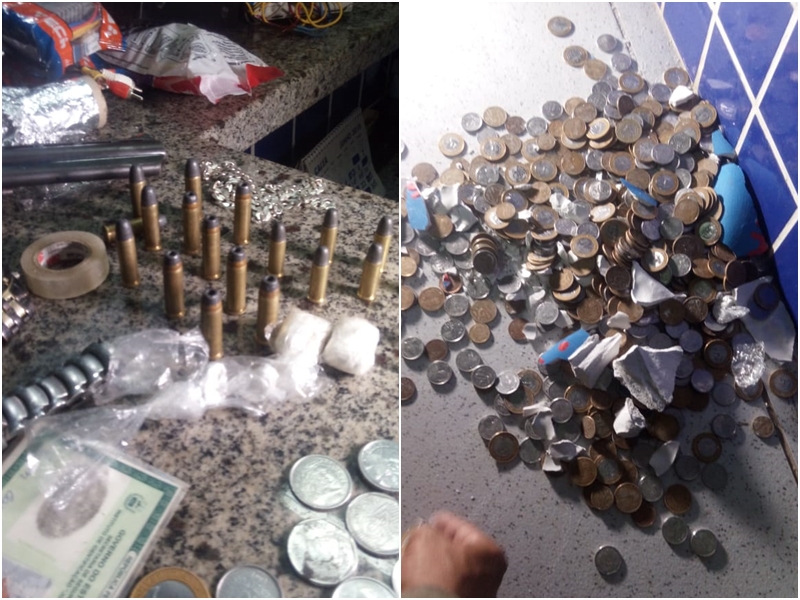 Objetos encontrados com o acusado