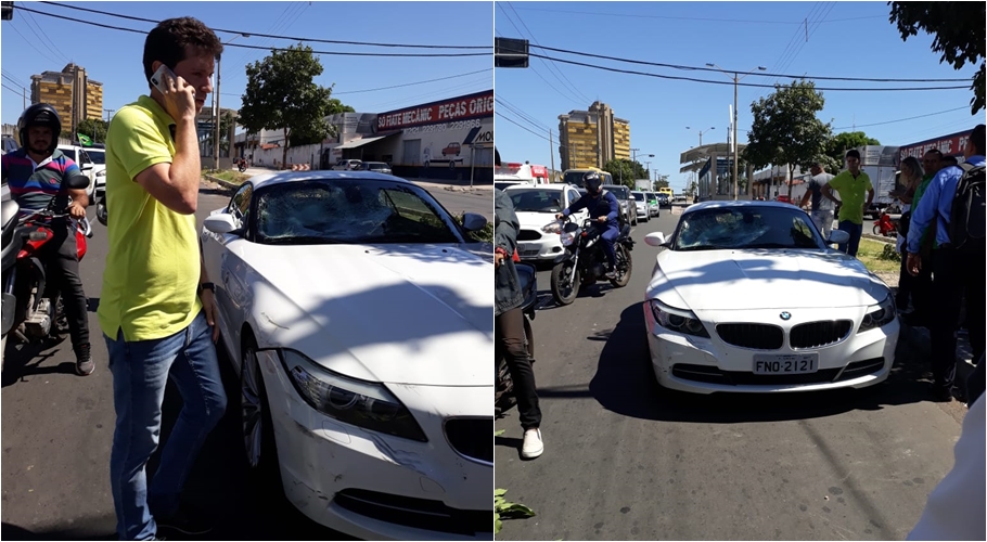 Motorista de BMW (de camisa amarela) atropela ciclista em Teresina