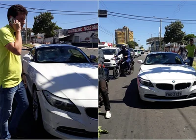 Motorista de BMW (de camisa amarela) atropela ciclista em Teresina