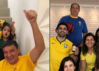 Wellington Dias, Rejane Dias e Marden Menezes comemoram vitória do Brasil