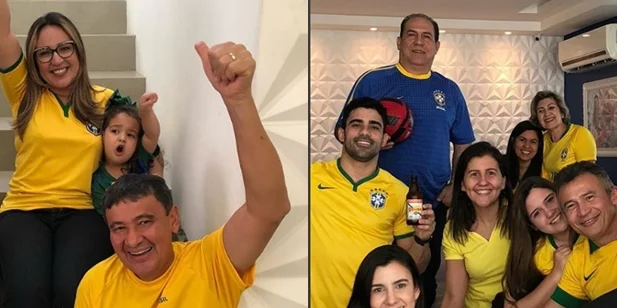 Wellington Dias, Rejane Dias e Marden Menezes comemoram vitória do Brasil