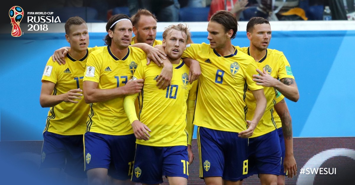 Suécia vence Suíça por 1 a 0 e avança para as quartas de finais da Copa do Mundo