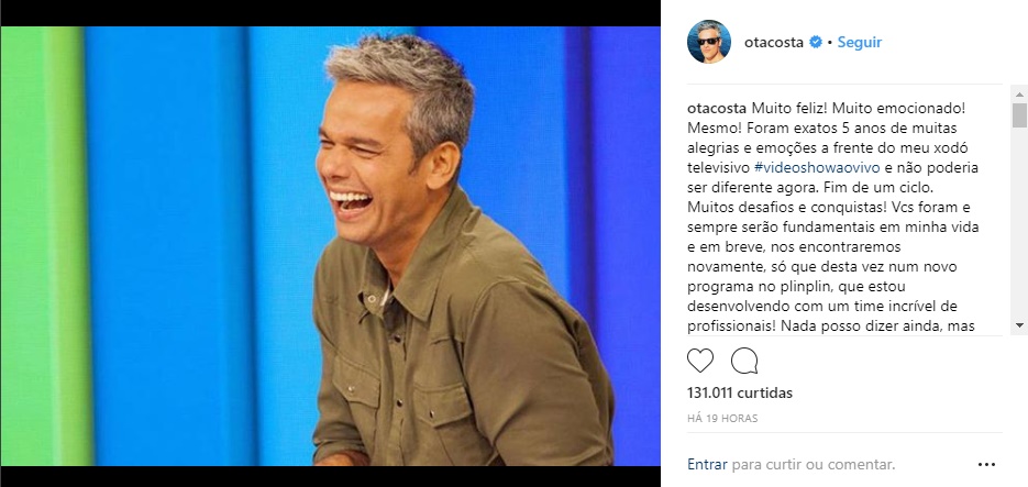 Otaviano Costa se despede do video Show
