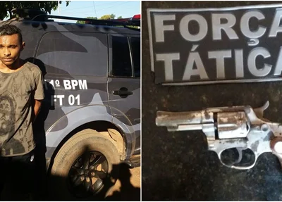 Suspeito flagrado pela PM com arma de fogo