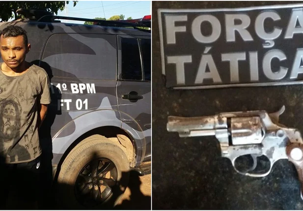 Suspeito flagrado pela PM com arma de fogo