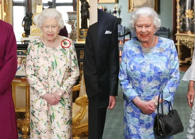 Rainha usando broches presenteados pelo Barck Obama e pelo povo canadense 