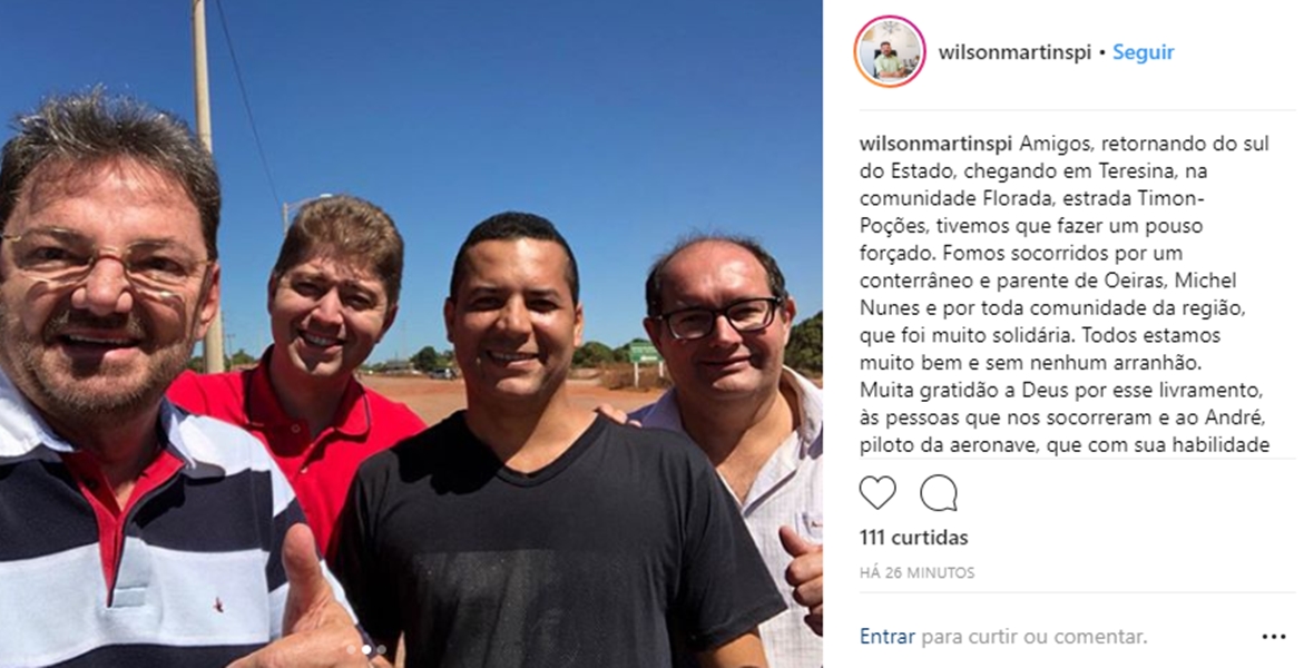 Wilson Martins fez postagem no Instagram tranquilizando os seguidores
