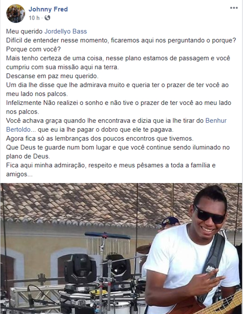 Johnny Fred se despede do amigo