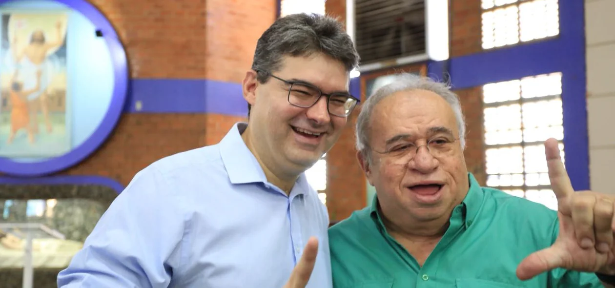 Luciano Nunes e Heráclito Fortes após missa em ação de graças