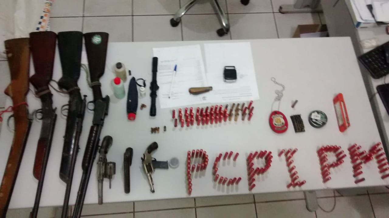 Armas e munições apreendidas pela polícia