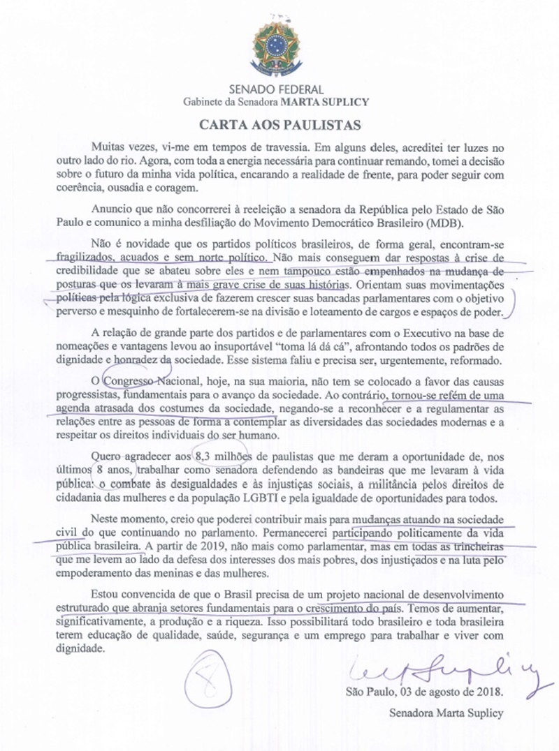 Carta de Marta Suplicy