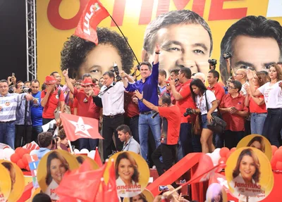 Marcelo Castro, Wellington Dias, Regina Sousa e Ciro Nogueira em convenção