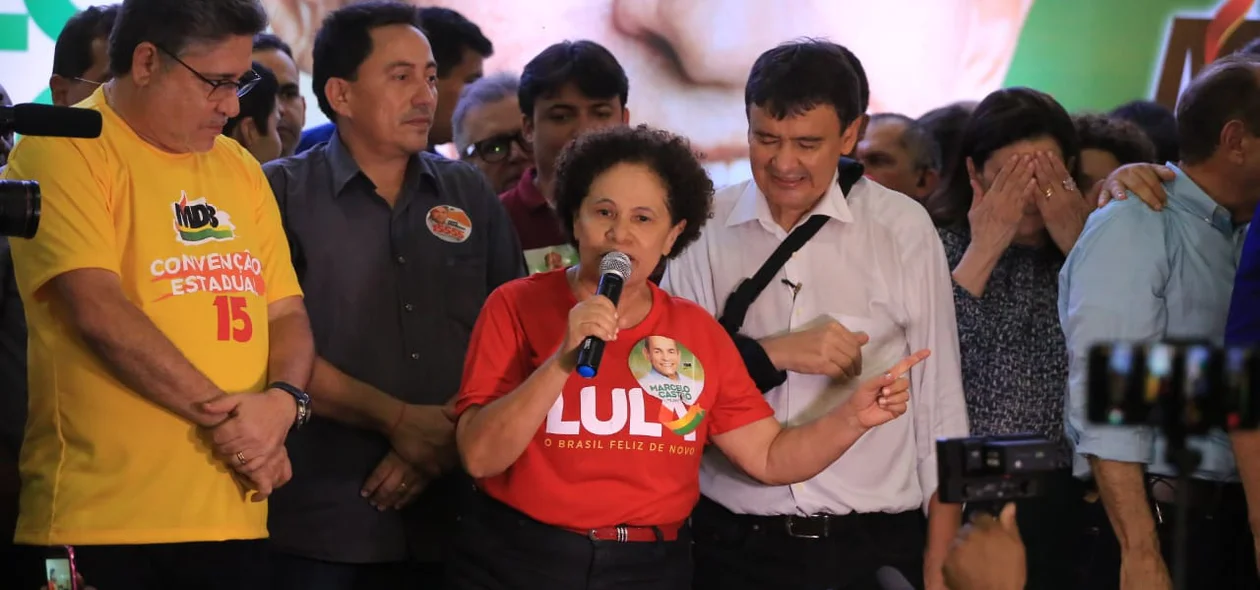 Regina Sousa e Wellington Dias na convenção do MDB