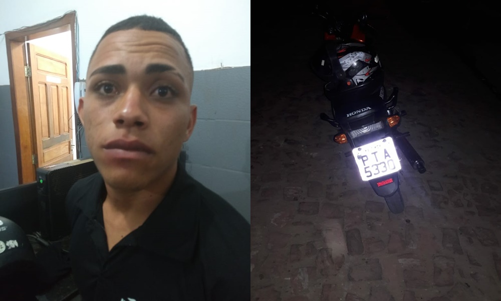 Ariel Costa Lima, de 18 anos e a motocicleta roubda