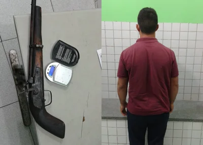 Arma de fogo e balança de precisão apreendidas pela Polícia Militar