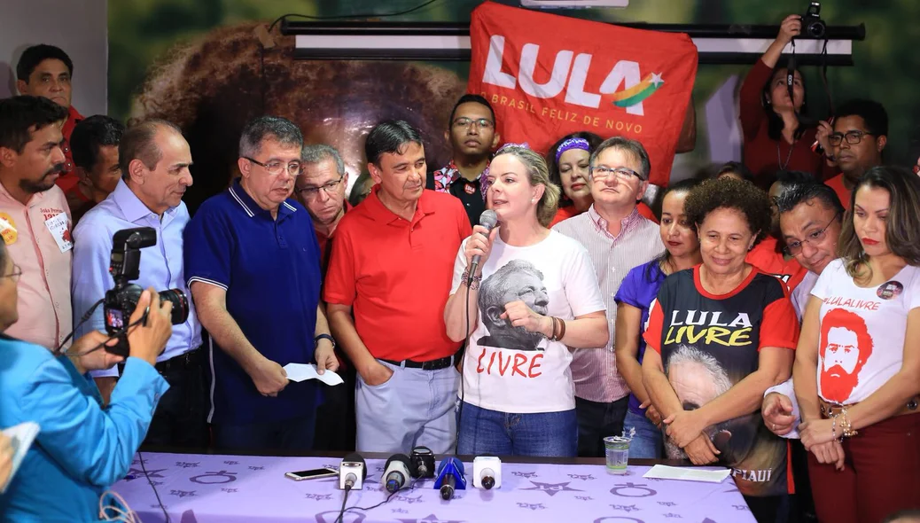 Marcelo Castro, Wellington Dias, Gleisi Hoffmann, Assis Carvalho e Regina Sousa em coletiva