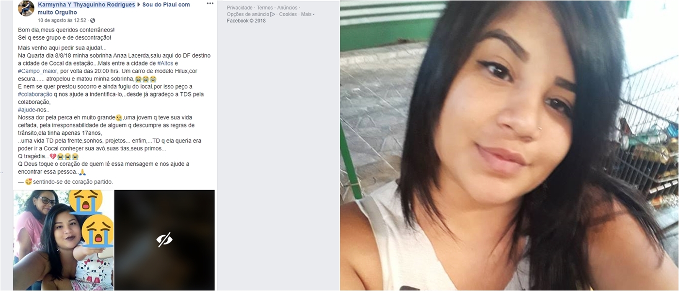 Em publicação no Facebook, familiar busca ajuda para identificar motorista do carro.jpg