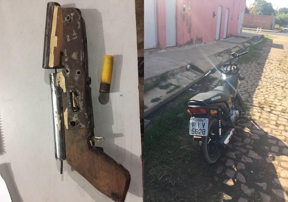 Motocicleta recuperada e arma apreendida na Vila Urbano Eulálio
